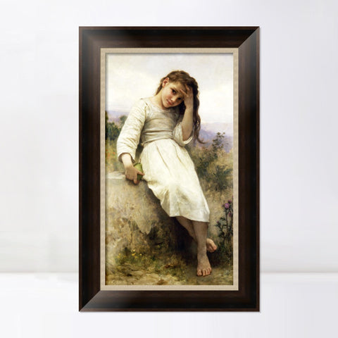 INVIN ART Framed Canvas Art Giclee Print Little Thief by William Adolphe Bouguereau Wall Art Living Room Home Office Decorations