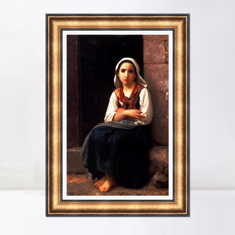 INVIN ART Framed Canvas Art Giclee Print Yvonette by William Adolphe Bouguereau Wall Art Living Room Home Office Decorations