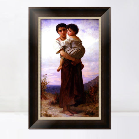 INVIN ART Framed Canvas Art Giclee Print Young Gypsies by William Adolphe Bouguereau Wall Art Living Room Home Office Decorations