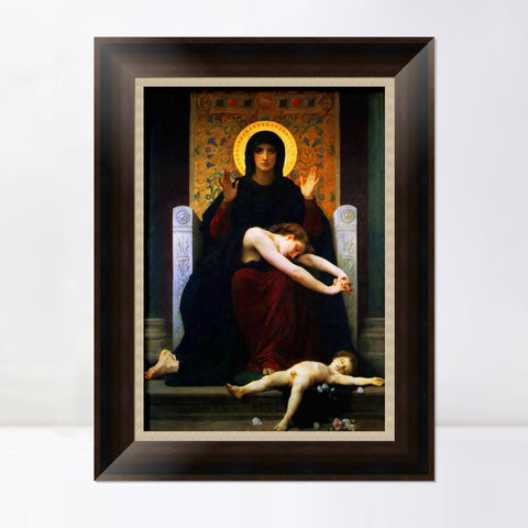 INVIN ART Framed Canvas Art Giclee Print The Virgin of Consolation by William Adolphe Bouguereau Wall Art Living Room Home Office Decorations