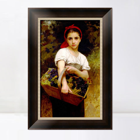 INVIN ART Framed Canvas Art Giclee Print The Grape Picker by William Adolphe Bouguereau Wall Art Living Room Home Office Decorations