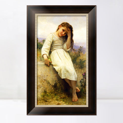 INVIN ART Framed Canvas Art Giclee Print Little Thief by William Adolphe Bouguereau Wall Art Living Room Home Office Decorations