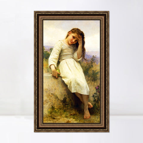 INVIN ART Framed Canvas Art Giclee Print Little Thief by William Adolphe Bouguereau Wall Art Living Room Home Office Decorations