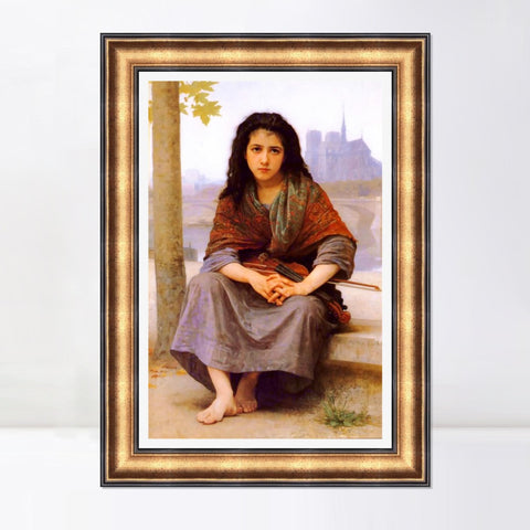 INVIN ART Framed Canvas Art Giclee Print The Bohemian by William Adolphe Bouguereau Wall Art Living Room Home Office Decorations
