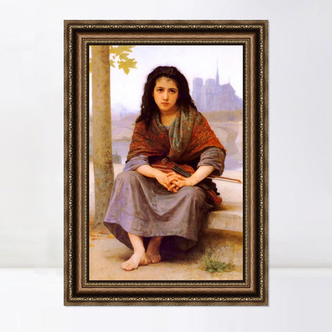 INVIN ART Framed Canvas Art Giclee Print The Bohemian by William Adolphe Bouguereau Wall Art Living Room Home Office Decorations