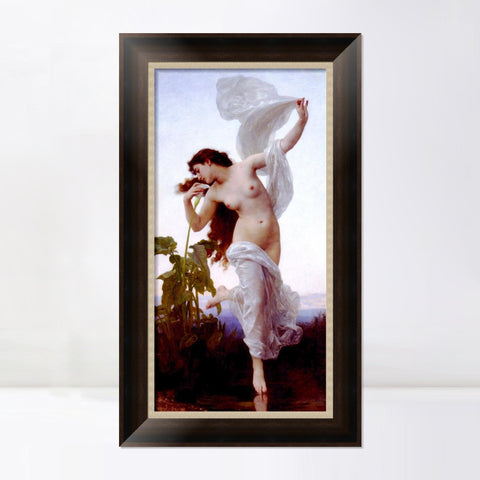 INVIN ART Framed Canvas Art Giclee Print Dawn by William Adolphe Bouguereau Wall Art Living Room Home Office Decorations