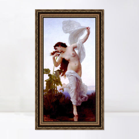 INVIN ART Framed Canvas Art Giclee Print Dawn by William Adolphe Bouguereau Wall Art Living Room Home Office Decorations