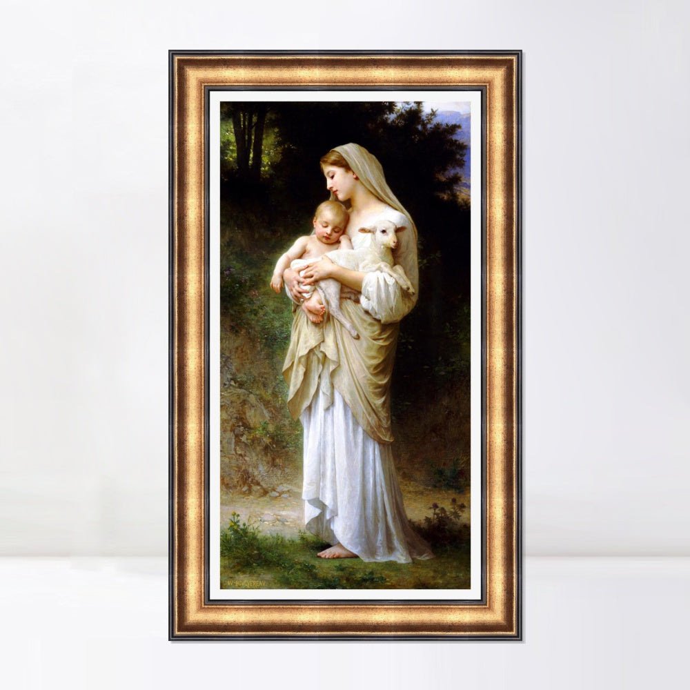 INVIN ART Framed Canvas Art Giclee Print Innocence by William Adolphe Bouguereau Wall Art