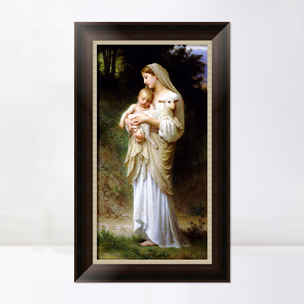 INVIN ART Framed Canvas Art Giclee Print Innocence by William Adolphe Bouguereau Wall Art
