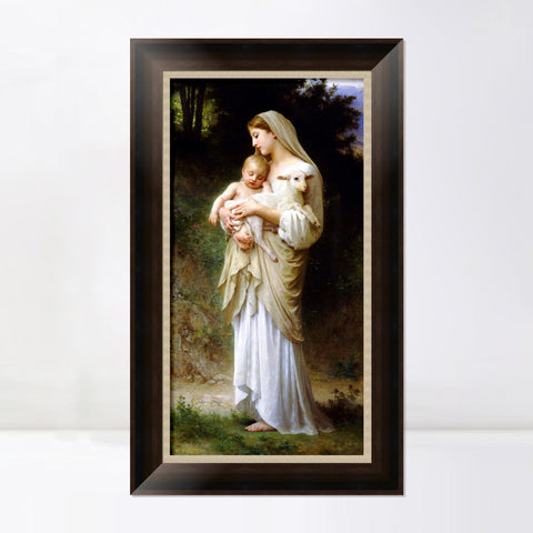 INVIN ART Framed Canvas Art Giclee Print Innocence by William Adolphe Bouguereau Wall Art Living Room Home Office Decorations