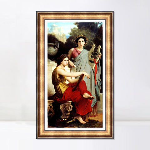 INVIN ART Framed Canvas Art Giclee Print Art and Literature by William Adolphe Bouguereau Wall Art Living Room Home Office Decorations