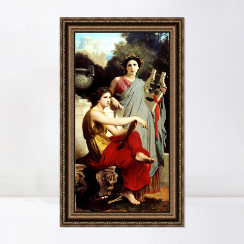 INVIN ART Framed Canvas Art Giclee Print Art and Literature by William Adolphe Bouguereau Wall Art Living Room Home Office Decorations