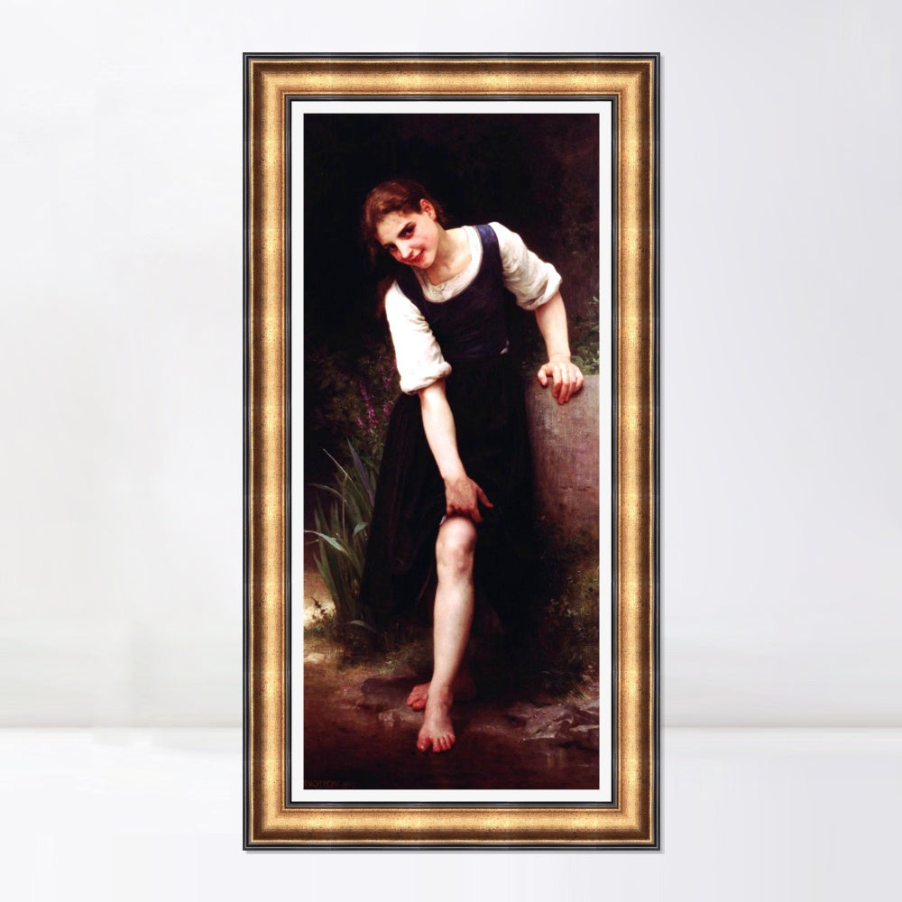 INVIN ART Framed Canvas Art Giclee Print The Ford by William Adolphe Bouguereau Wall Art Living Room Home Office Decorations