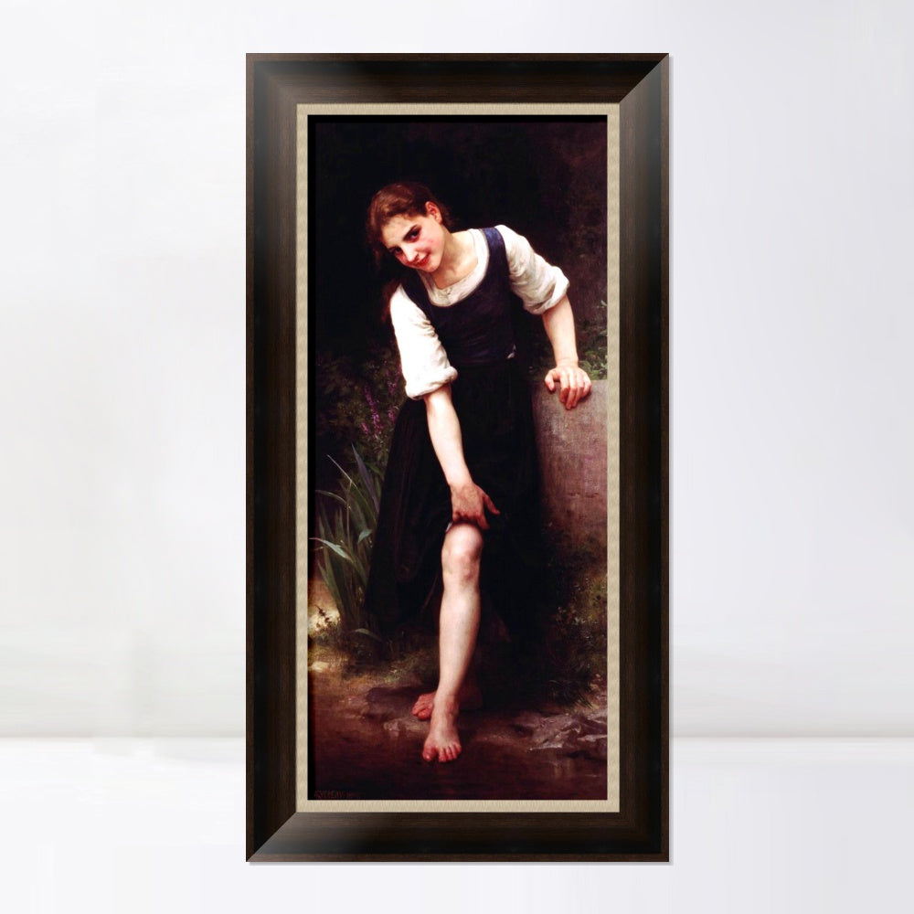 INVIN ART Framed Canvas Art Giclee Print The Ford by William Adolphe Bouguereau Wall Art Living Room Home Office Decorations