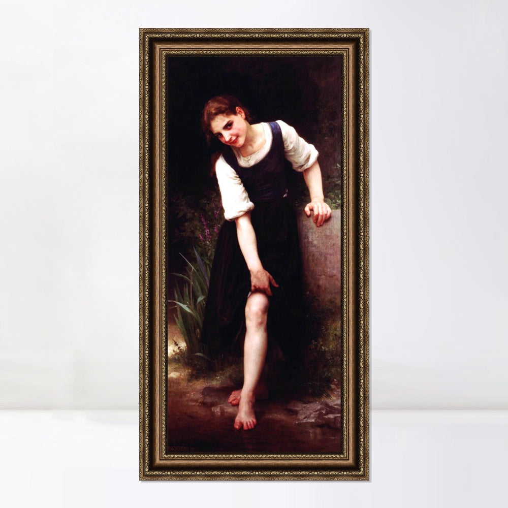 INVIN ART Framed Canvas Art Giclee Print The Ford by William Adolphe Bouguereau Wall Art Living Room Home Office Decorations