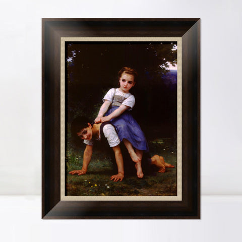 INVIN ART Framed Canvas Art Giclee Print The Horseback Ride by William Adolphe Bouguereau Wall Art Living Room Home Office Decorations