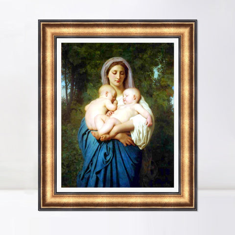 INVIN ART Framed Canvas Art Giclee Print Charit 1859 by William Adolphe Bouguereau Wall Art Living Room Home Office Decorations