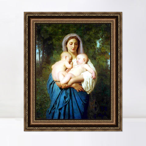 INVIN ART Framed Canvas Art Giclee Print Charit 1859 by William Adolphe Bouguereau Wall Art Living Room Home Office Decorations