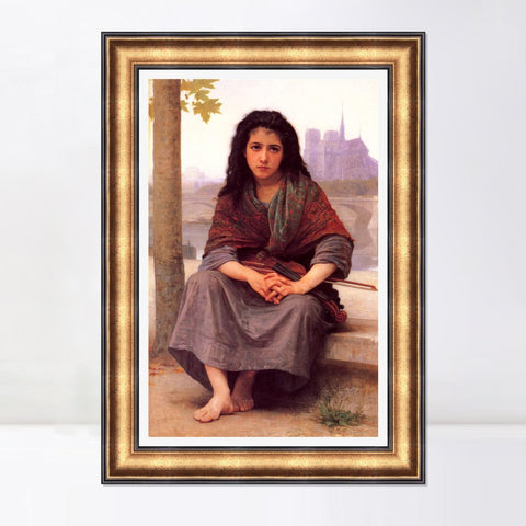 INVIN ART Framed Canvas Art Giclee Print The Bohemian by William Adolphe Bouguereau Wall Art Living Room Home Office Decorations