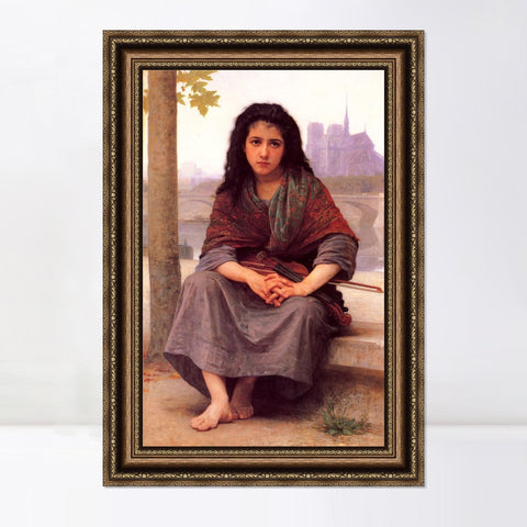 INVIN ART Framed Canvas Art Giclee Print The Bohemian by William Adolphe Bouguereau Wall Art Living Room Home Office Decorations