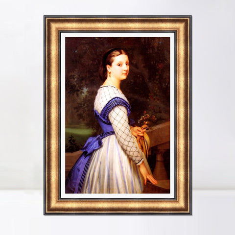 INVIN ART Framed Canvas Art Giclee Print The Countess de Montholon by William Adolphe Bouguereau Wall Art Living Room Home Office Decorations