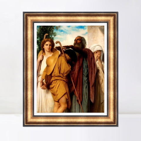 INVIN ART Framed Canvas Art Giclee Print Tobias Saying Good-Bye to his Father by William Adolphe Bouguereau Wall Art Living Room Home Office Decorations