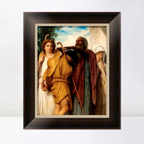 INVIN ART Framed Canvas Art Giclee Print Tobias Saying Good-Bye to his Father by William Adolphe Bouguereau Wall Art Living Room Home Office Decorations