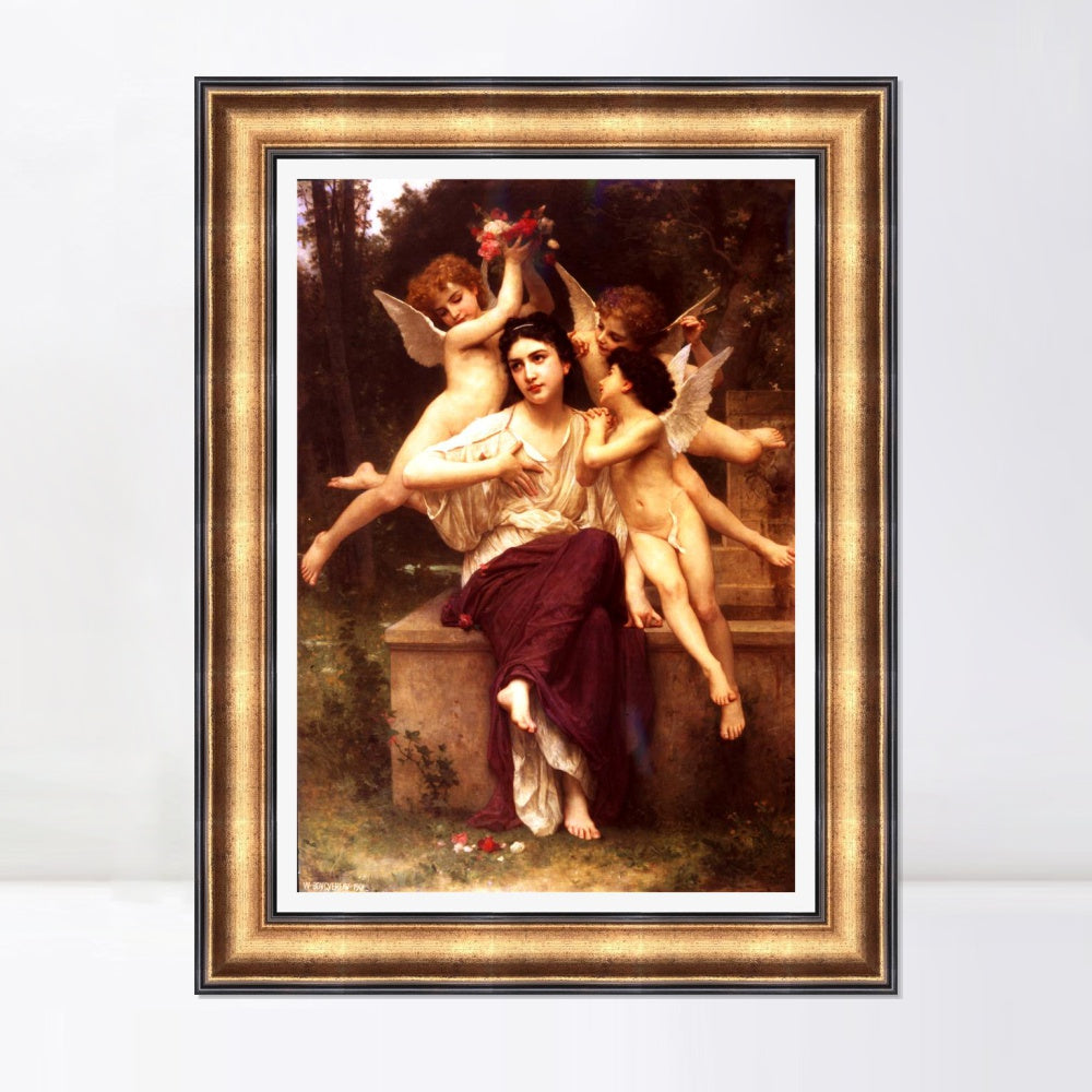 INVIN ART Framed Canvas Art Giclee Print Dream of Spring by William Adolphe Bouguereau Wall Art Living Room Home Office Decorations