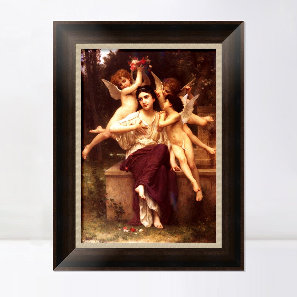 INVIN ART Framed Canvas Art Giclee Print Dream of Spring by William Adolphe Bouguereau Wall Art Living Room Home Office Decorations