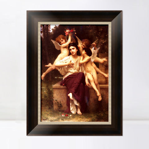 INVIN ART Framed Canvas Art Giclee Print Dream of Spring by William Adolphe Bouguereau Wall Art Living Room Home Office Decorations