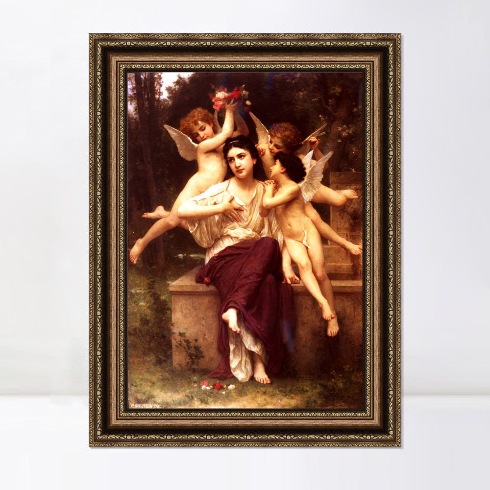 INVIN ART Framed Canvas Art Giclee Print Dream of Spring by William Adolphe Bouguereau Wall Art Living Room Home Office Decorations