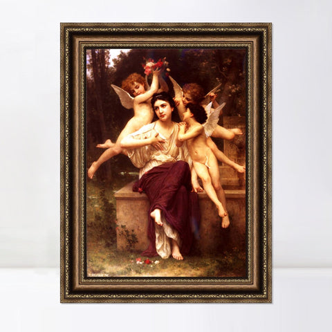 INVIN ART Framed Canvas Art Giclee Print Dream of Spring by William Adolphe Bouguereau Wall Art Living Room Home Office Decorations