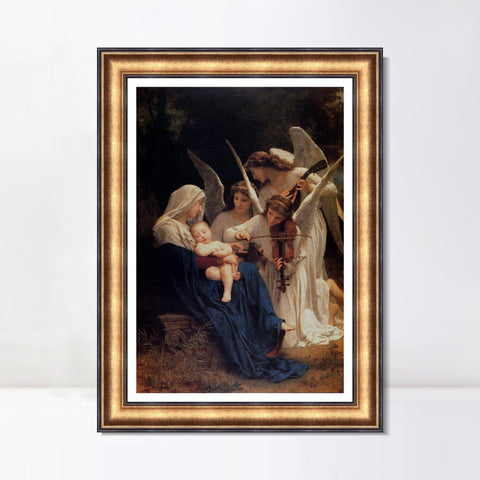 INVIN ART Framed Canvas Art Giclee Print The Virgin of the Angels by William Adolphe Bouguereau Wall Art Living Room Home Office Decorations