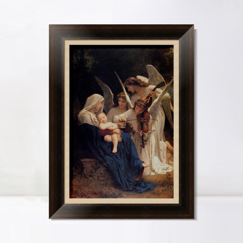 INVIN ART Framed Canvas Art Giclee Print The Virgin of the Angels by William Adolphe Bouguereau Wall Art Living Room Home Office Decorations