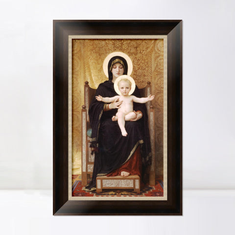INVIN ART Framed Canvas Art Giclee Print Virgin and Child by William Adolphe Bouguereau Wall Art Living Room Home Office Decorations