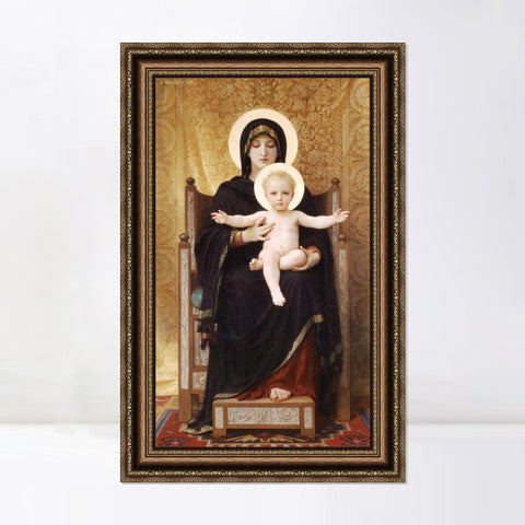 INVIN ART Framed Canvas Art Giclee Print Virgin and Child by William Adolphe Bouguereau Wall Art Living Room Home Office Decorations