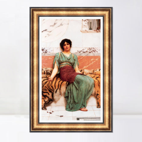 INVIN ART Framed Canvas Art Giclee Print Seated Woman#116 by William Adolphe Bouguereau Wall Art Living Room Home Office Decorations