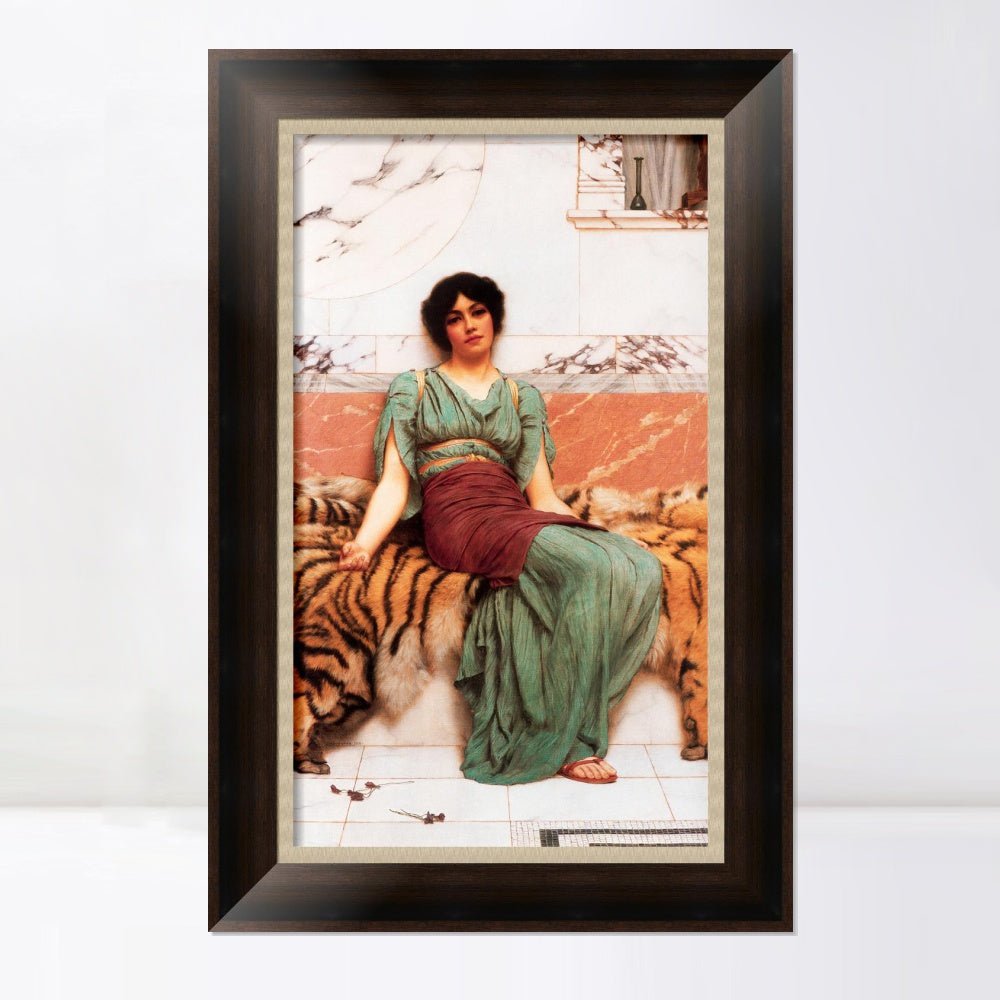 INVIN ART Framed Canvas Art Giclee Print Seated Woman#116 by William Adolphe Bouguereau Wall Art Living Room Home Office Decorations