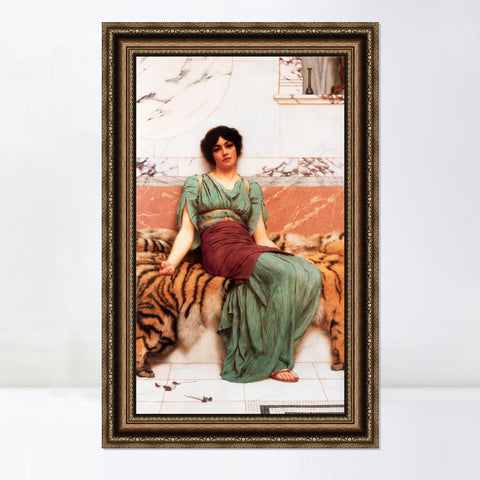 INVIN ART Framed Canvas Art Giclee Print Seated Woman#116 by William Adolphe Bouguereau Wall Art Living Room Home Office Decorations