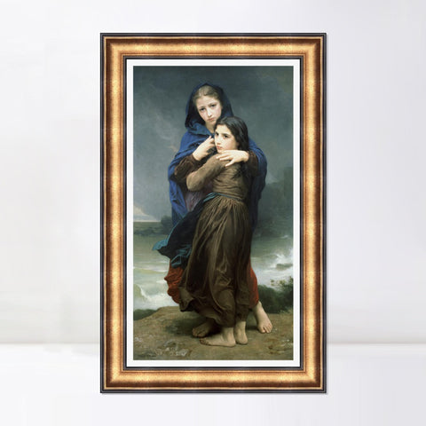 INVIN ART Framed Canvas Art Giclee Print The Storm by William Adolphe Bouguereau Wall Art Living Room Home Office Decorations