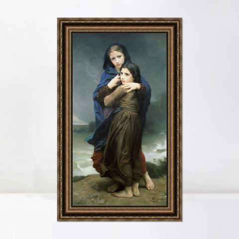 INVIN ART Framed Canvas Art Giclee Print The Storm by William Adolphe Bouguereau Wall Art Living Room Home Office Decorations
