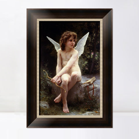 INVIN ART Framed Canvas Art Giclee Print Love on the Look Out by William Adolphe Bouguereau Wall Art Living Room Home Office Decorations