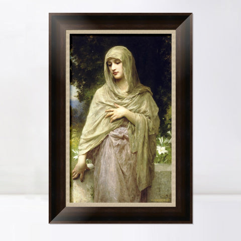 INVIN ART Framed Canvas Art Giclee Print Modestie 1902 by William Adolphe Bouguereau Wall Art Living Room Home Office Decorations