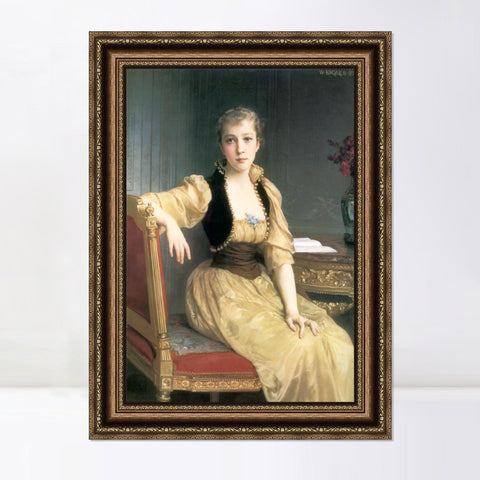 INVIN ART Framed Canvas Art Giclee Print Portrait of Lady Maxwell by William Adolphe Bouguereau Wall Art Living Room Home Office Decorations
