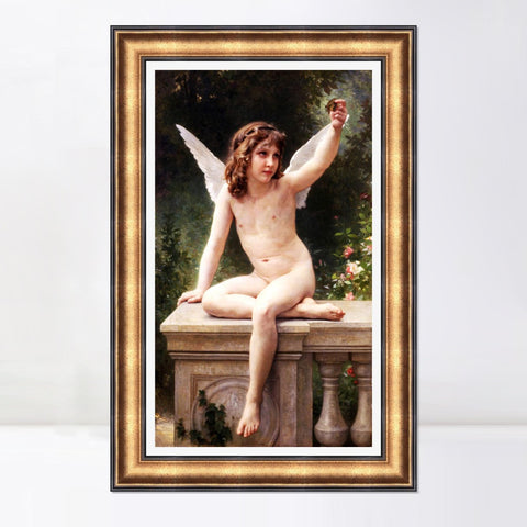 INVIN ART Framed Canvas Art Giclee Print The Prisoner by William Adolphe Bouguereau Wall Art Living Room Home Office Decorations