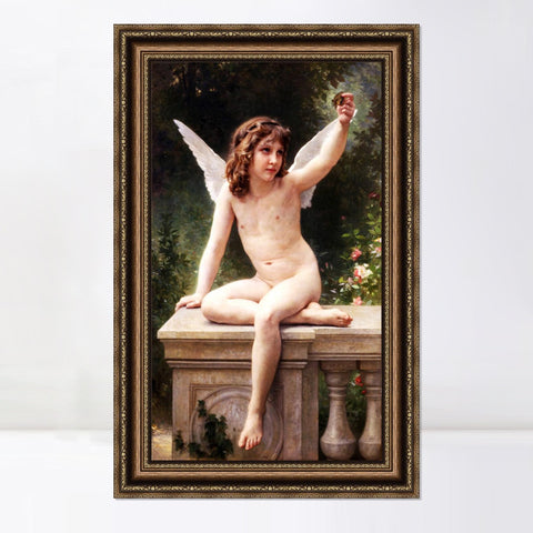 INVIN ART Framed Canvas Art Giclee Print The Prisoner by William Adolphe Bouguereau Wall Art Living Room Home Office Decorations