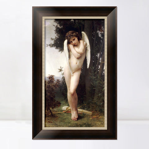 INVIN ART Framed Canvas Art Giclee Print Cupid by William Adolphe Bouguereau Wall Art Living Room Home Office Decorations