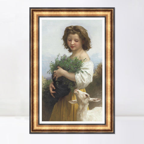 INVIN ART Framed Canvas Art Giclee Print Little Esmeralda by William Adolphe Bouguereau Wall Art Living Room Home Office Decorations