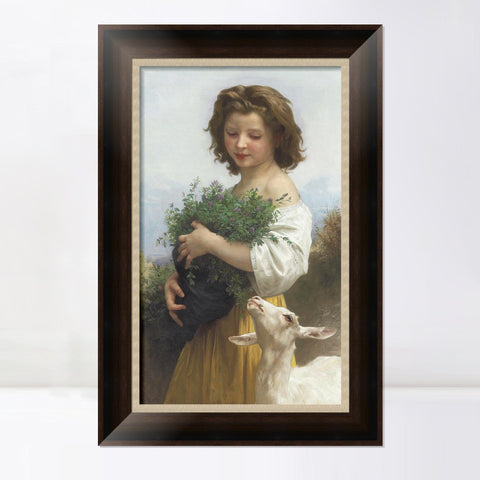 INVIN ART Framed Canvas Art Giclee Print Little Esmeralda by William Adolphe Bouguereau Wall Art Living Room Home Office Decorations