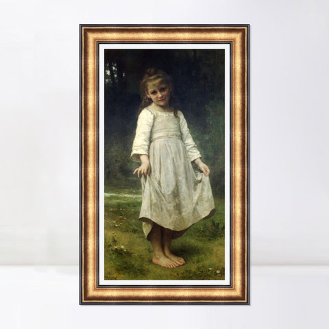 INVIN ART Framed Canvas Art Giclee Print The Curtsey by William Adolphe Bouguereau Wall Art Living Room Home Office Decorations